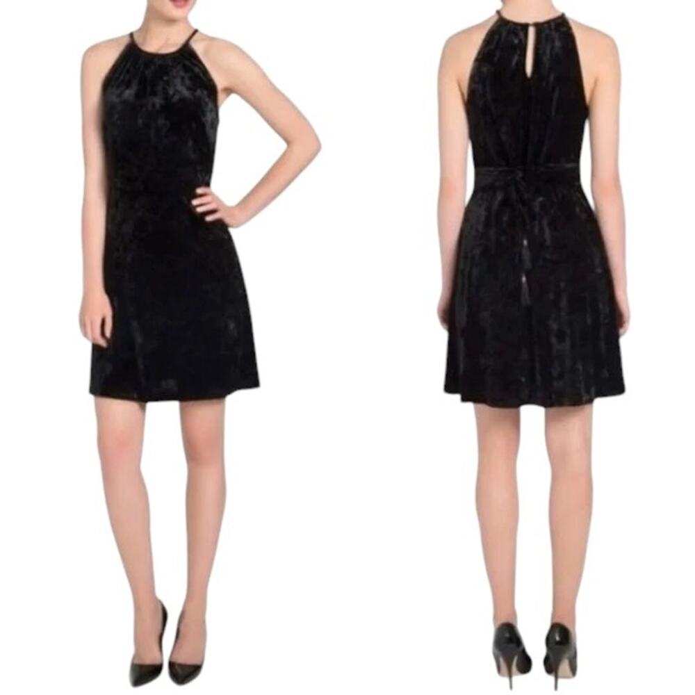 Lysse Willa Crushed Velvet Black Dress With Tassel Tie Size Medium NWT